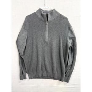Michael Kors Sweater Men's XL Gray Chunky Knit Long Sleeve Mock Neck 1/4 Zip